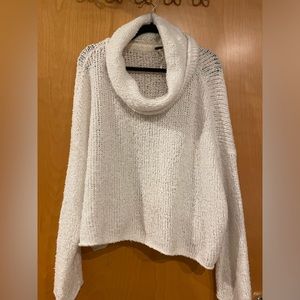 Free people white BFF cowl neck sweater size medium
